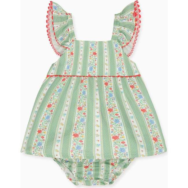 La Coqueta | Sage Floral Stripe Elicia Baby Summer Set (Green, Size 12M) | Maisonette | Maisonette