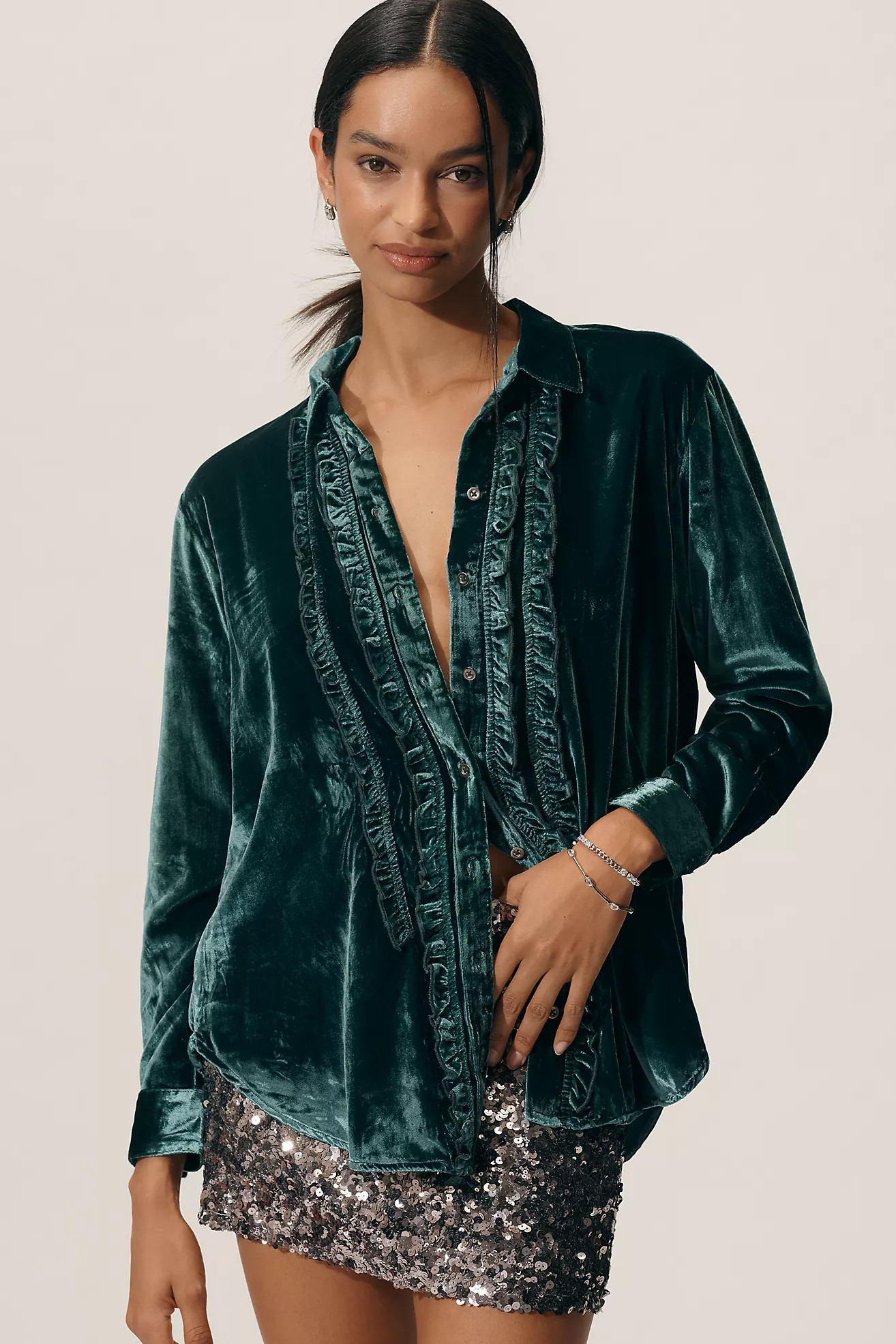 Pilcro Oversized Tuxedo Buttondown Shirt | Anthropologie (US)