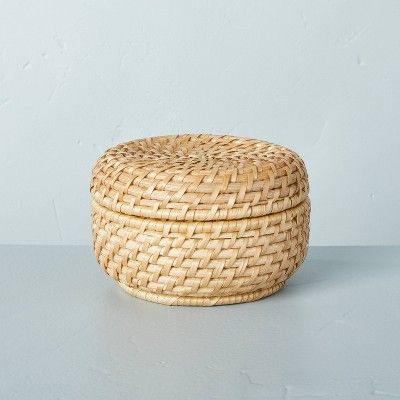 Small 3&#34;x5&#34; Woven Basket with Lid Natural - Hearth &#38; Hand&#8482; with Magnolia | Target