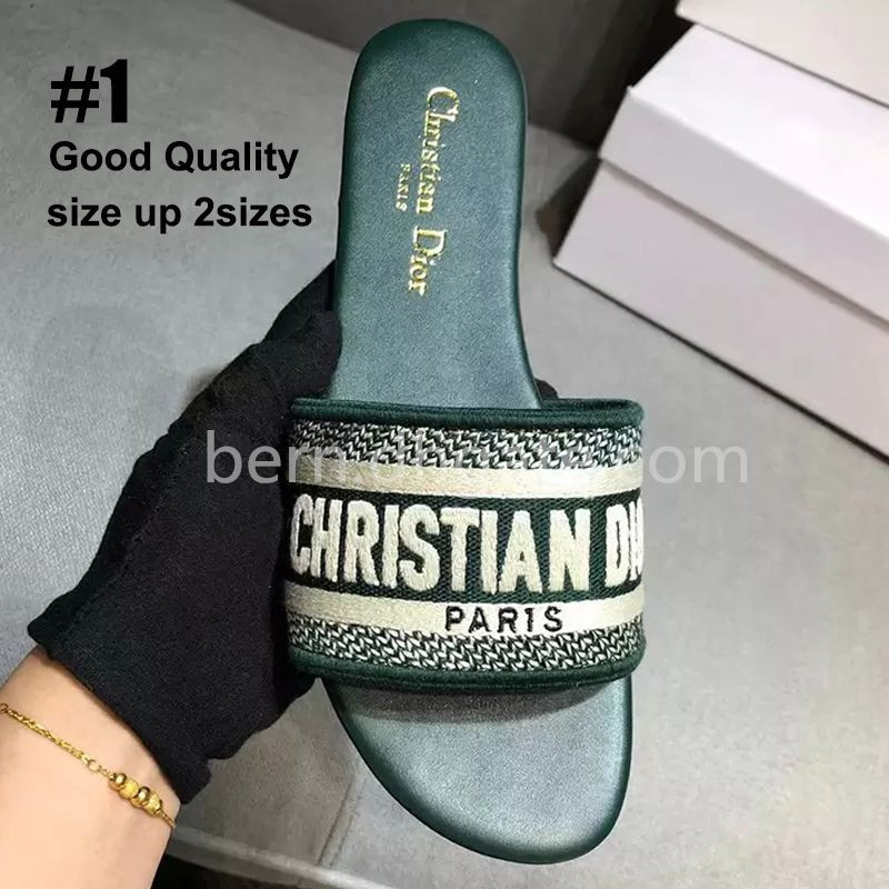 D I O R Premiun/Good Dupe Embroidery Printing Summer Flat Slippers Beach Sandals For Women EU Siz... | DHGate