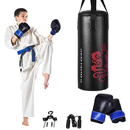 Costzon 2 FT Kids Punching Bag,Heavy Duty Boxing Set w/Gloves & Skipping Rope, Filled Kick Ball for Children Boys, Wall-Mounted Kicking Bag for Boxing, Taekwondo, Kickboxing, Martial Arts MMA | Amazon (US)