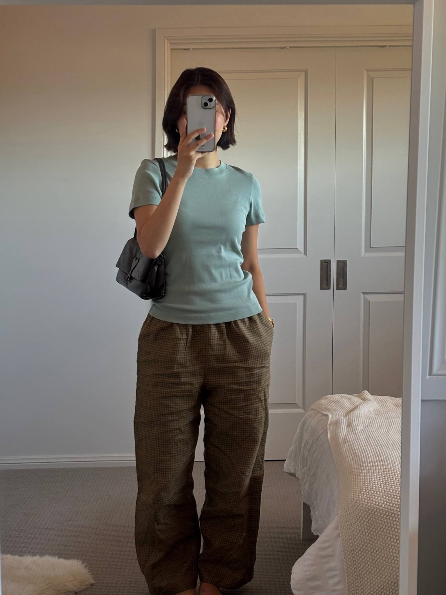 pants are the deiji studios ease trouser in pine check 