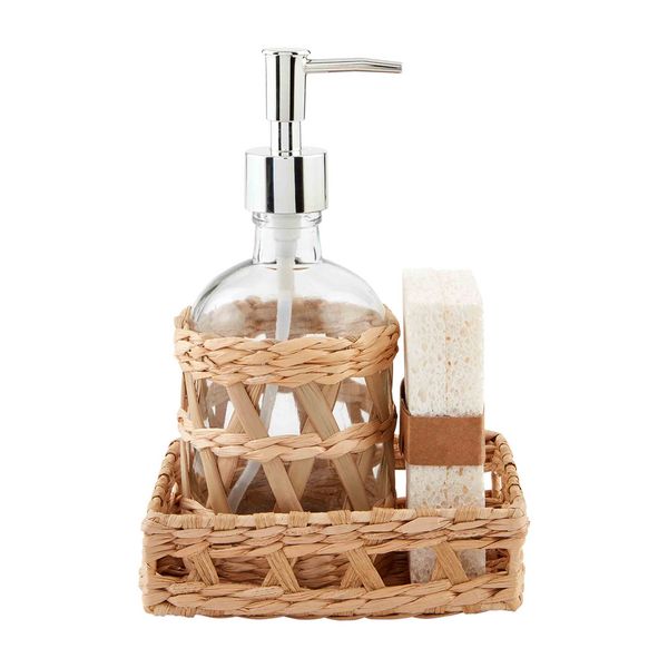 Woven Tray and Soap Pump Set | Mud Pie
