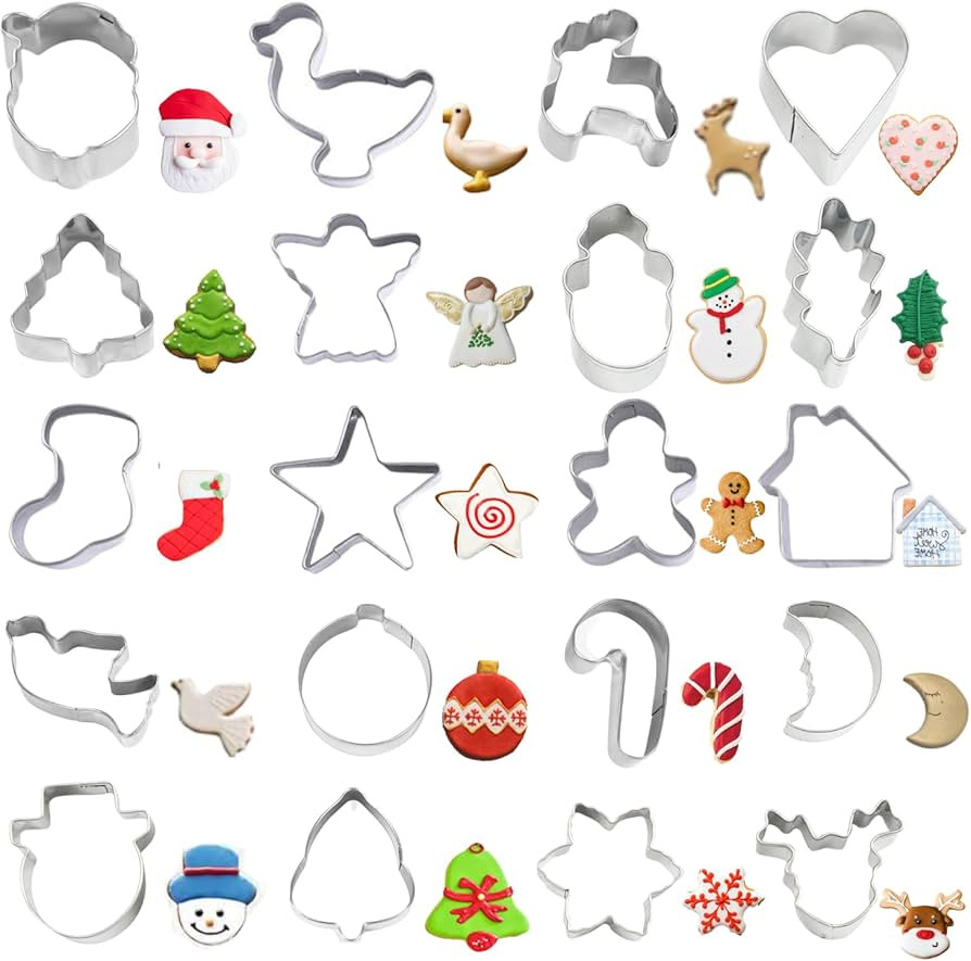 Crethinkaty Mini Christmas Cookie Cutters Set 20 Pieces Stainless Steel Cookie Cutter Set for Bak... | Amazon (US)