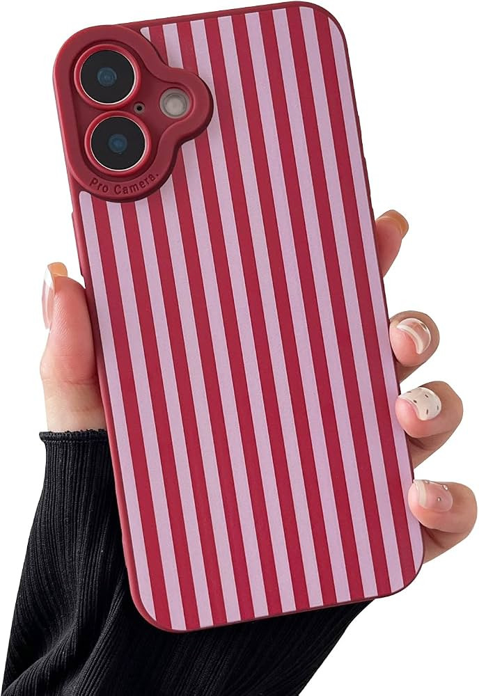 Compatible with iPhone 16 Case, Aesthetic Cute Fashion Striped Pattern with Shockproof Soft TPU P... | Amazon (US)