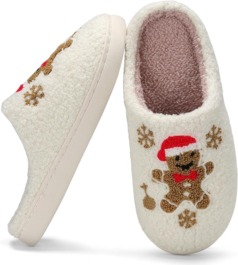 DRSLPAR Fuzzy House Slippers for Women Smiley Face - Christmas Cozy Memory Foam Woman Slipper Ind... | Amazon (US)