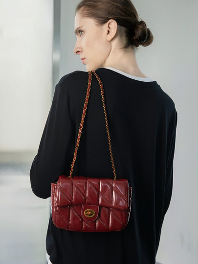 CHICVUE Nanfeng Chio2n Fancheng Red Maple Small Square Bag Women's New Red Chain Shoulder Crossbody Bag Winter Gifts | SHEIN