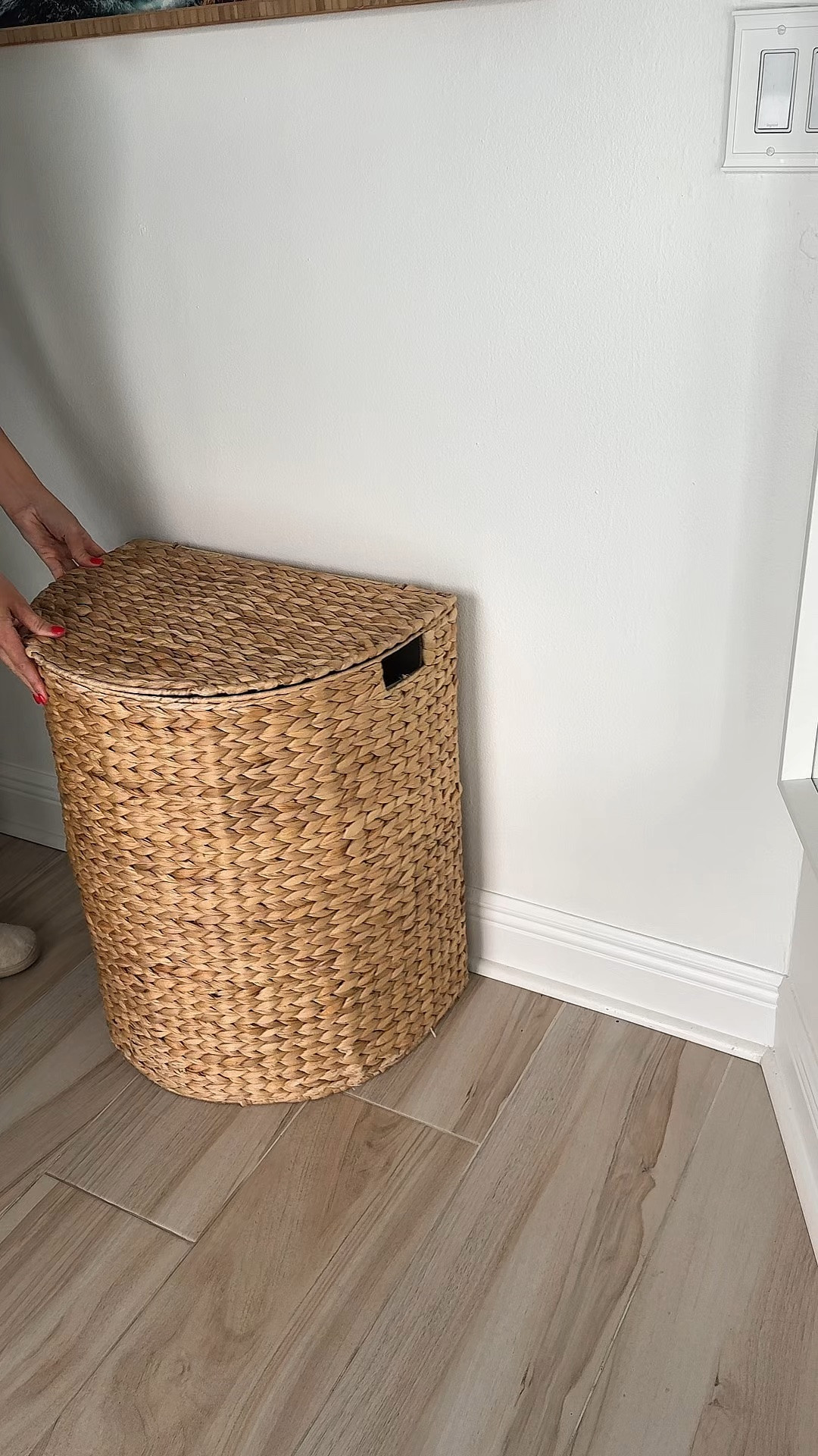 This half moon wicker laundry hamper! Love it. And have used it for almost a year!