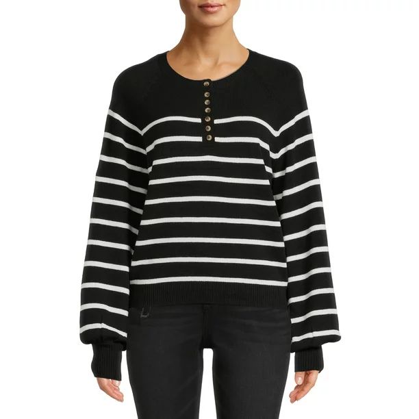 Time and Tru Women's Henley Sweater - Walmart.com | Walmart (US)