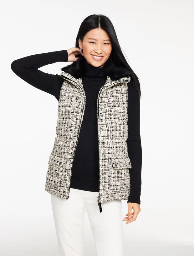 Tweed Knit Puffer Vest | Talbots