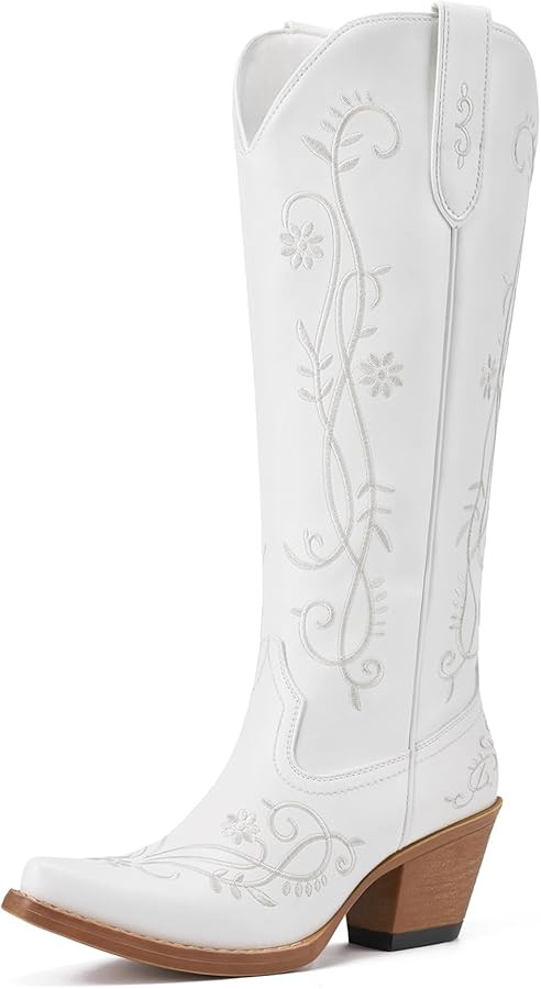 Rollda Cowboy Boots for Women, Knee High Cowgirl Boots, Ladies Tall Western Boots, Retro Vintage ... | Amazon (US)