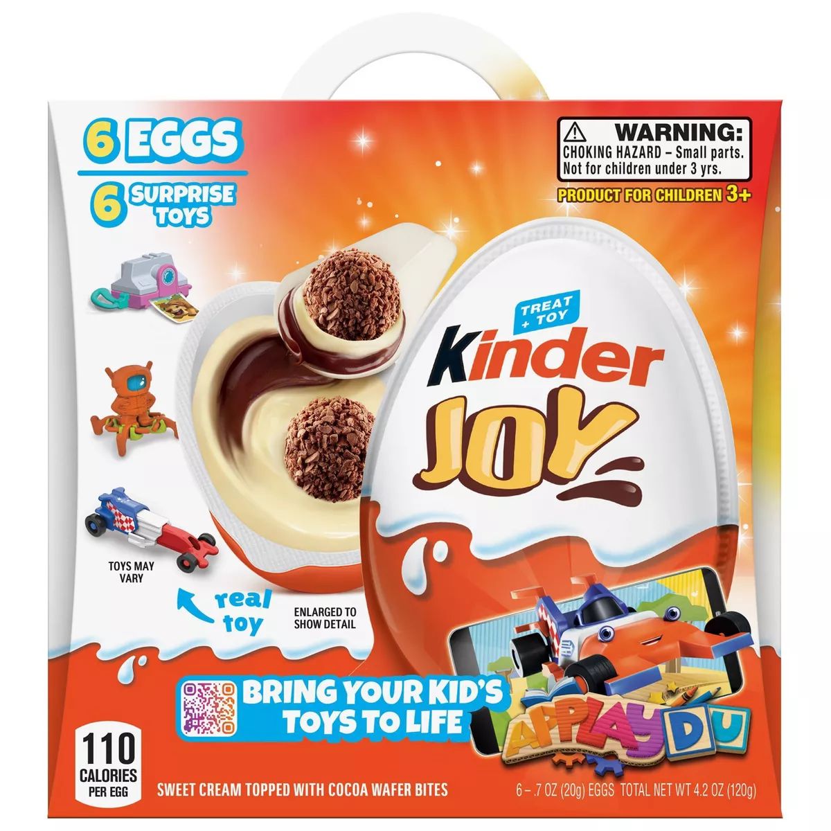 Kinder Joy Sweet Cream Topped with Cocoa Wafer Bites Chocolate Treat + Toy - 6ct | Target