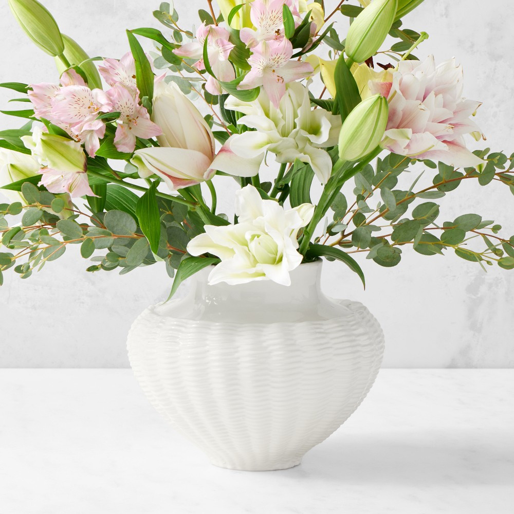 White Ceramic Basket Weave Vase | Williams-Sonoma