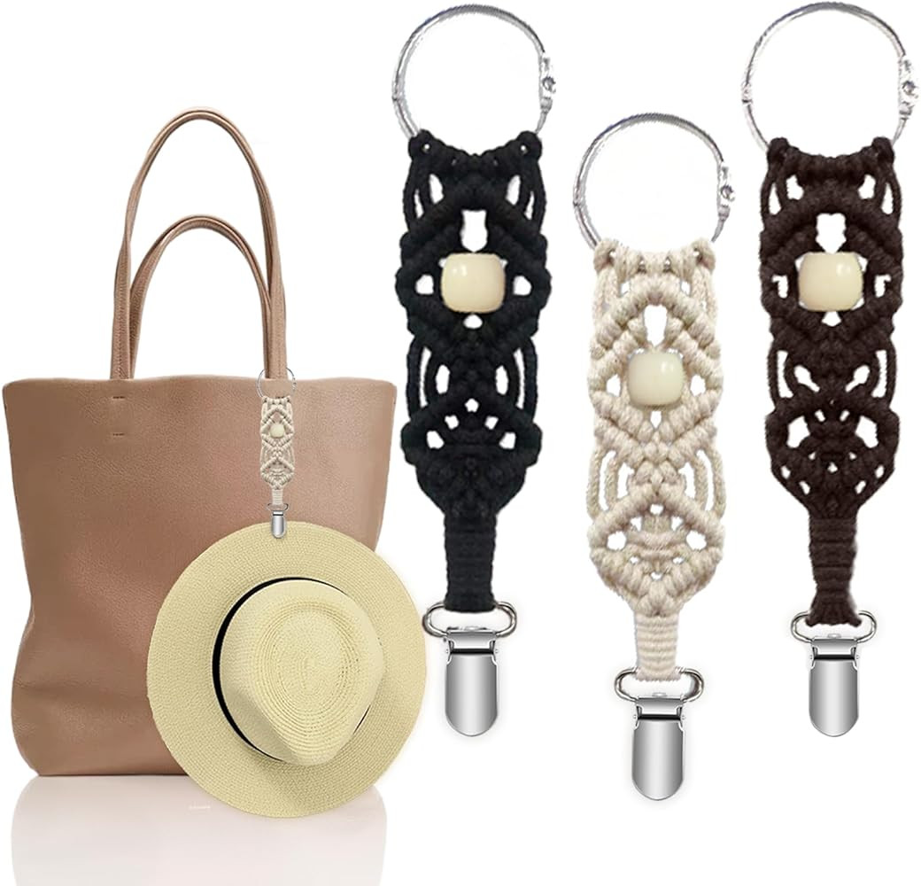 3Pcs Cotton Hat Clip for Travel, Knitting Travel Hat Clip for Bag Backpack Luggage, Travel Hat Cl... | Amazon (US)