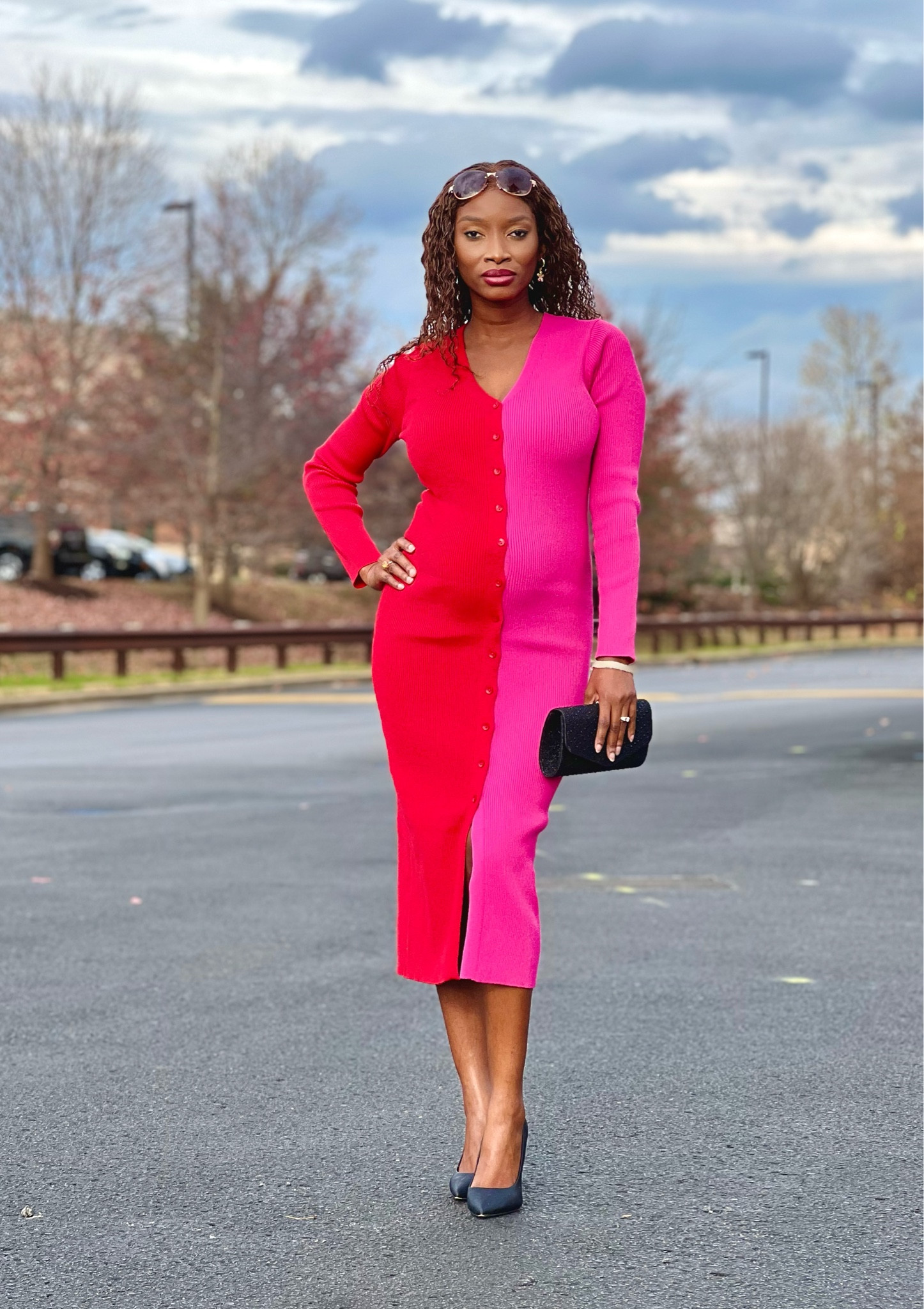 ✨Fall outfit with a pop of color! Shop knit Midaxi dress. Perfect for brunch, dinner party 

#LTKstyletip #LTKCyberWeek #LTKparties