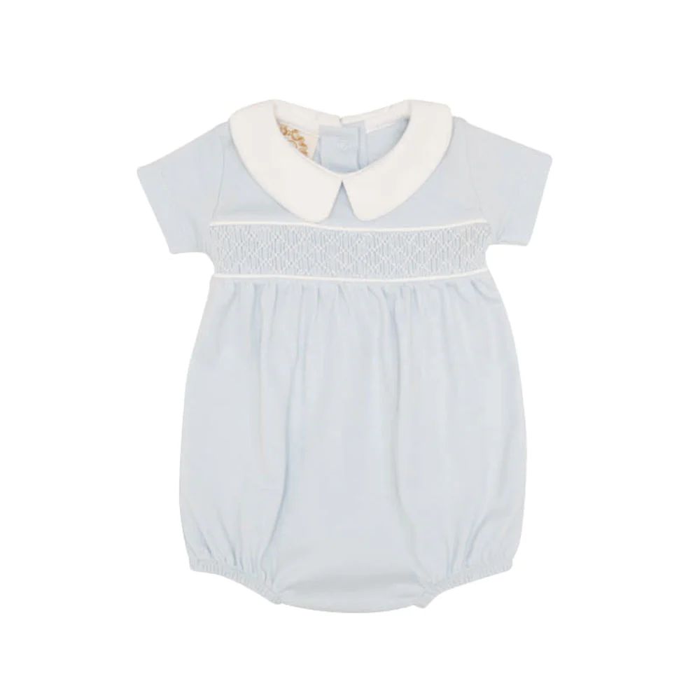 Short Sleeve Banbury Bubble - Buckhead Blue with Worth Avenue White Smocking | The Beaufort Bonnet Company