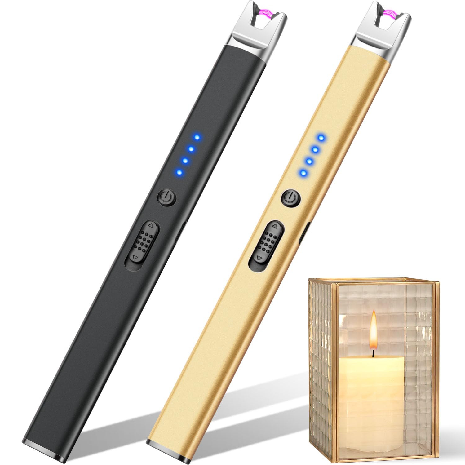 LcFun 2 Pack Candle Lighter Electric USB Rechargeable Plasma Arc Lighter with Safety Lock, Windpr... | Amazon (US)