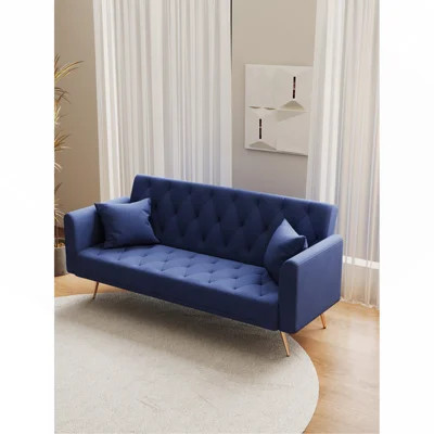 71-inch convertible love seat sofa, American retro blue velvet material, suitable for small living room, bedroom, office | Wayfair North America