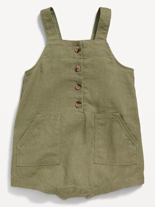 Unisex Linen-Blend Sleeveless Short One-Piece for Baby | Old Navy (US)