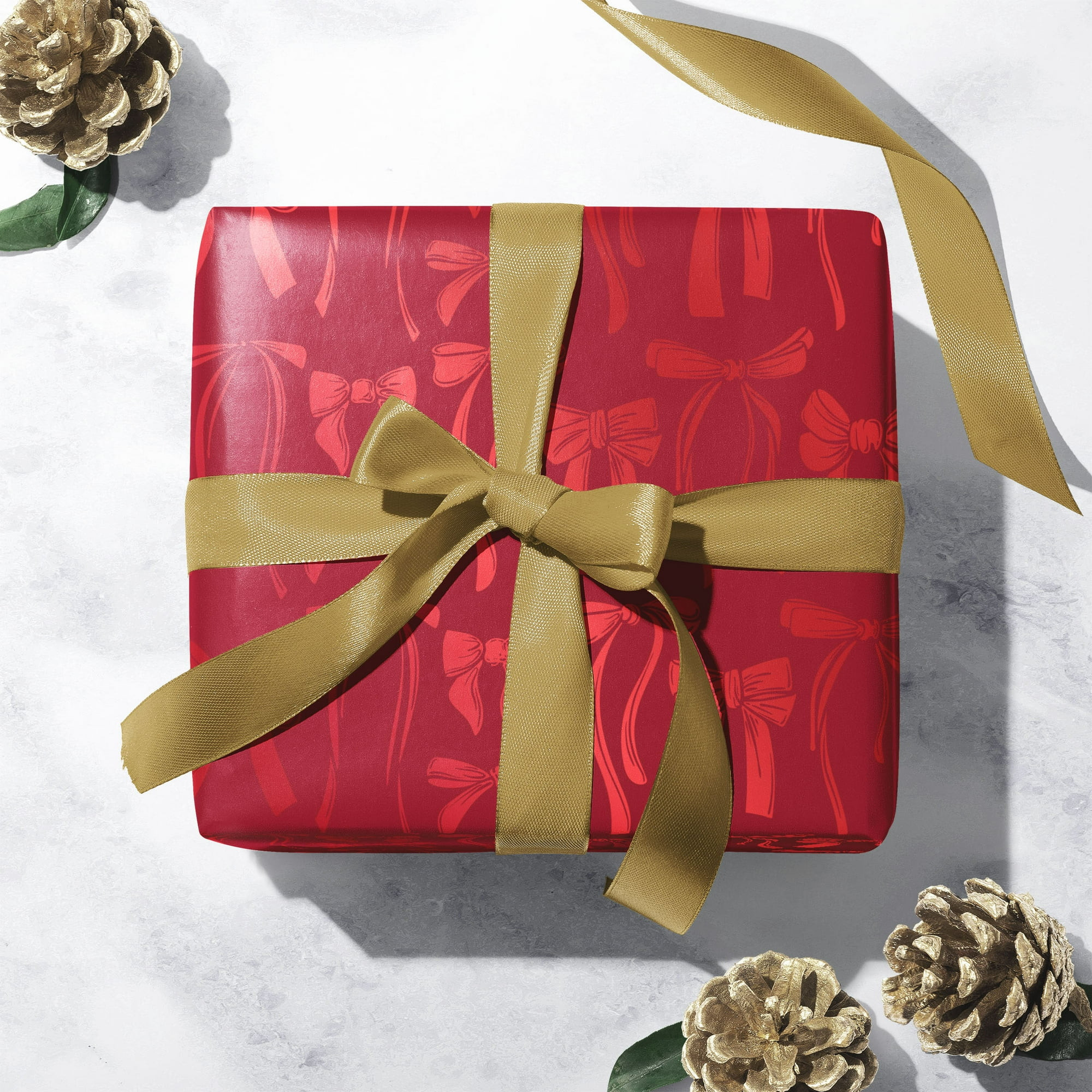 Red Bows Premium Heavyweight Christmas Wrapping Paper, 25 sq ft, by My Texas House | Walmart (US)