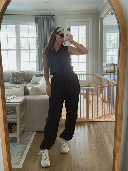 The perfect cool mom casual outfit: this jumpsuit has the cutest polo collar detail, a cinched elastic waist to make it flattering & comfortable, the traveler material & a zipper that makes it breastfeeding friendly! 

#LTKfindsunder50 #LTKstyletip #LTKfindsunder100