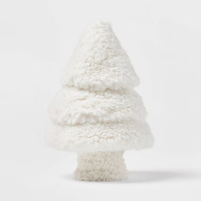 Sherpa Tree Shaped Christmas Throw Pillow Ivory - Threshold™ | Target