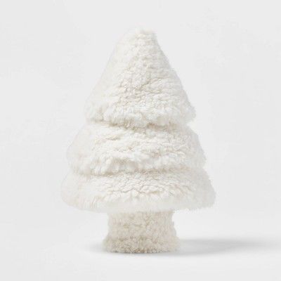 Sherpa Tree Shaped Christmas Throw Pillow Ivory - Threshold&#8482; | Target