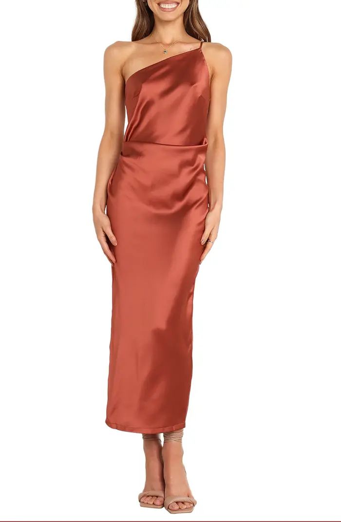 Luella One-Shoulder Satin Slipdress | Nordstrom