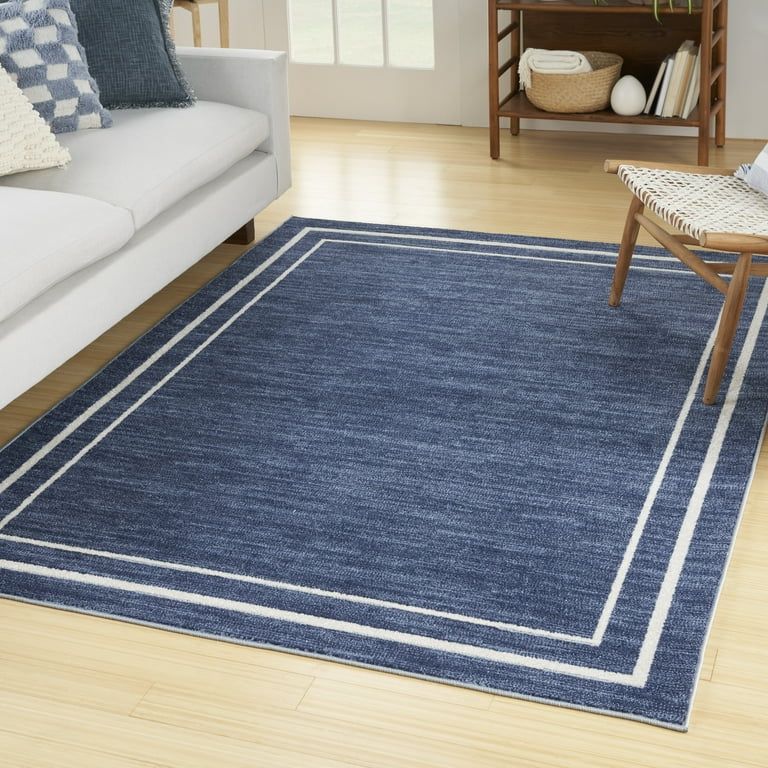 Nourison Essentials Indoor/Outdoor Navy/Ivory 5' x 7' Area Rug, (5x7) | Walmart (US)