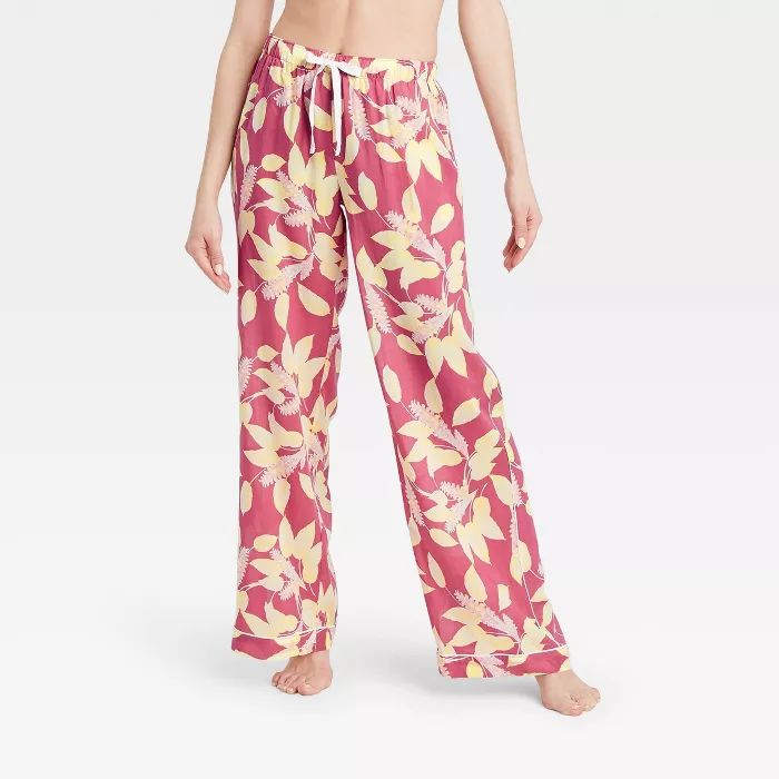 Women's Floral Print Simply Cool Wide Leg Pajama Pants - Stars Above™ Rose | Target