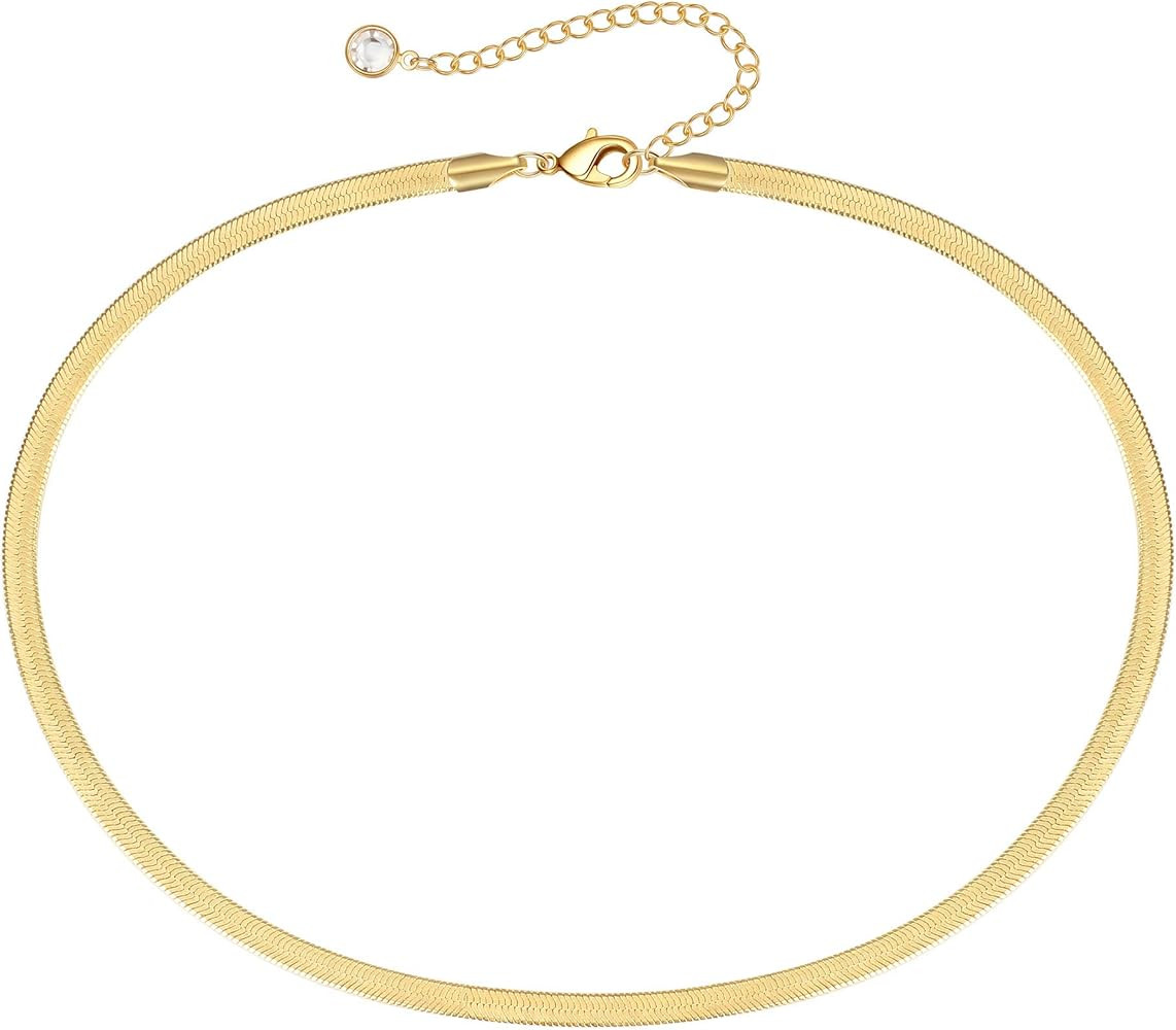 Turandoss Dainty Gold Choker Necklaces for Women - 14K Gold Plated Handmade Medallion Snake Link ... | Amazon (US)