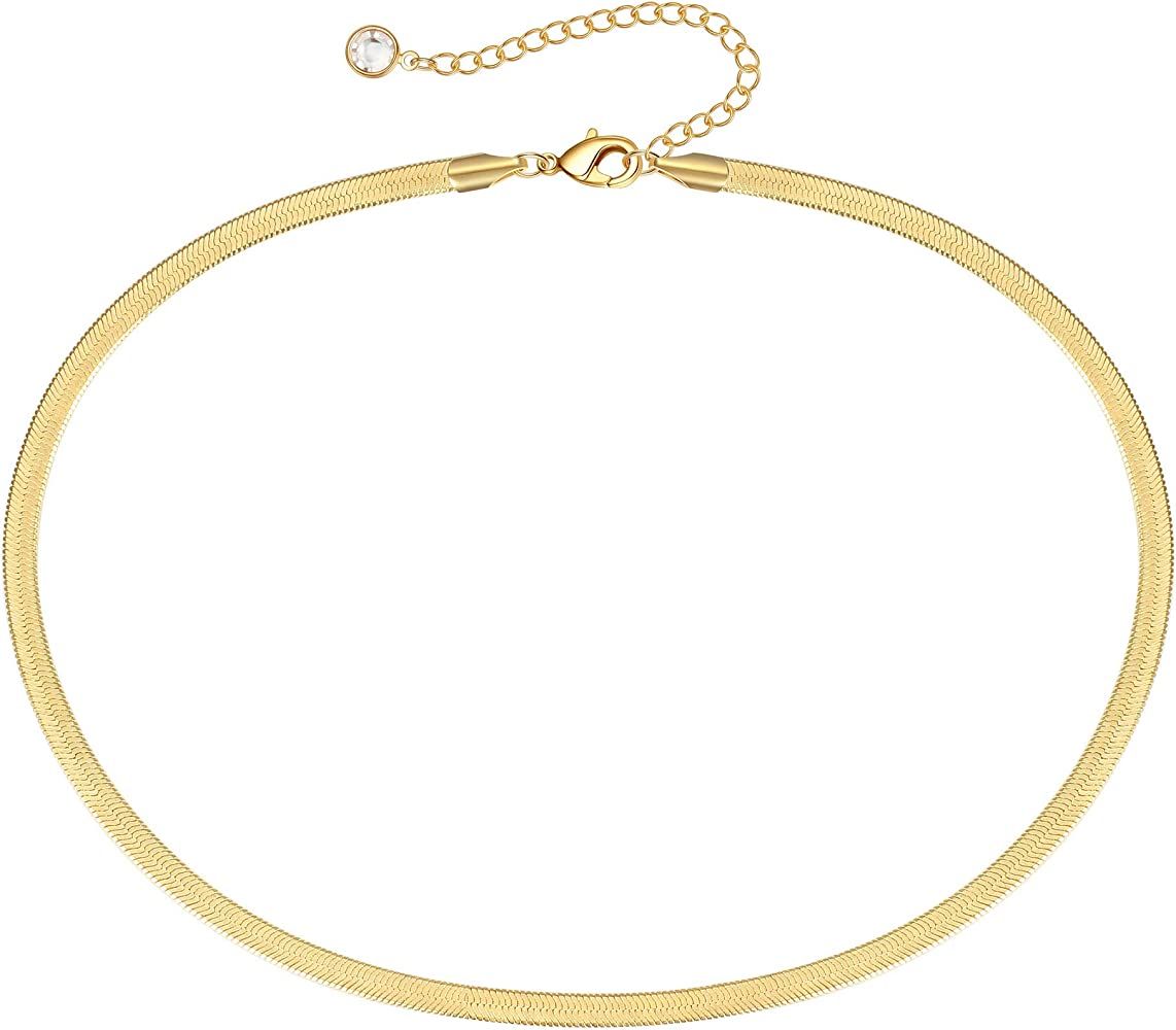 MONOOC Choker Necklaces for Women, Dainty 14K Gold Plated Layered Medallion Choker Necklace, Simp... | Amazon (US)