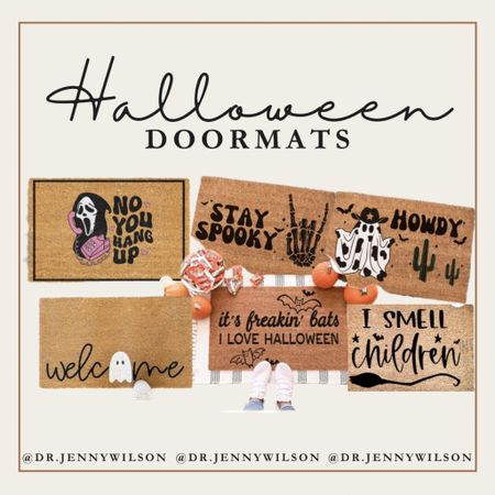 The cutest Halloween doormats for spooky season. Scream, howdy, ghost, freakin bats, hocus pocus, skeleton.

#LTKSeasonal #LTKhome #LTKHalloween