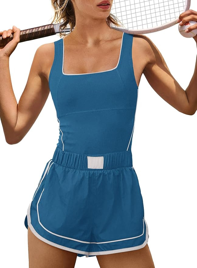Yanekop Womens Athletic Romper Sleeveless Workout Jumpsuits Exercise Active Rompers One Piece Out... | Amazon (US)
