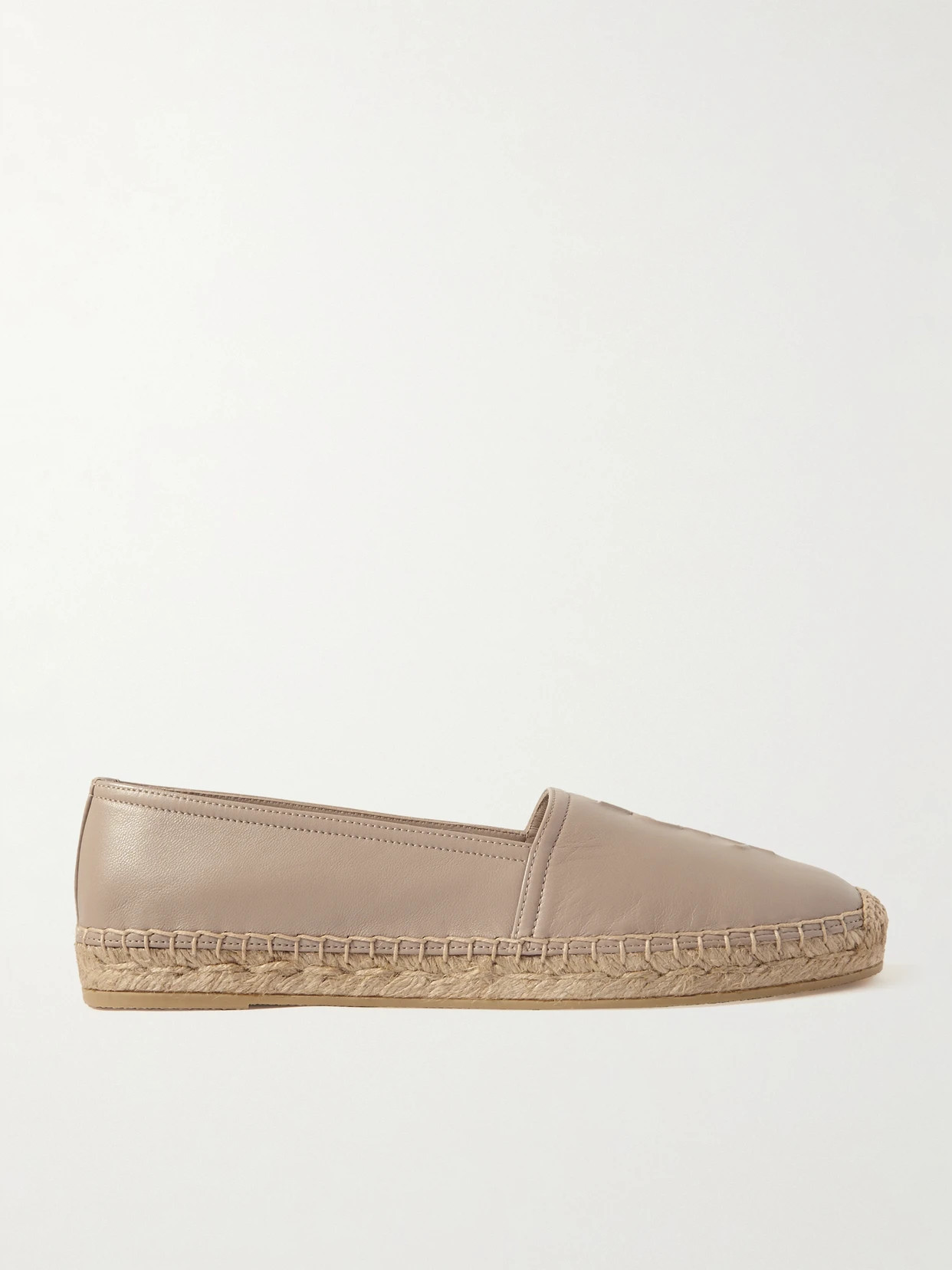 SAINT LAURENT - Cassandre Logo-embossed Leather Espadrilles - Neutrals | NET-A-PORTER (US)