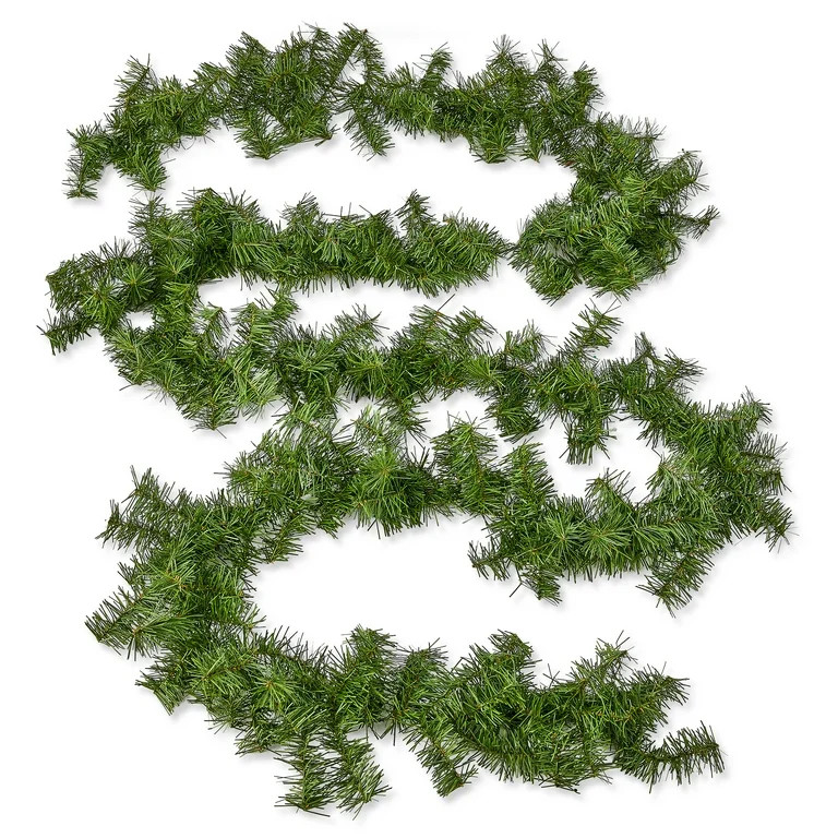 Non-Lit Green Branch Christmas Garland, 12', PVC, by Holiday Time | Walmart (US)
