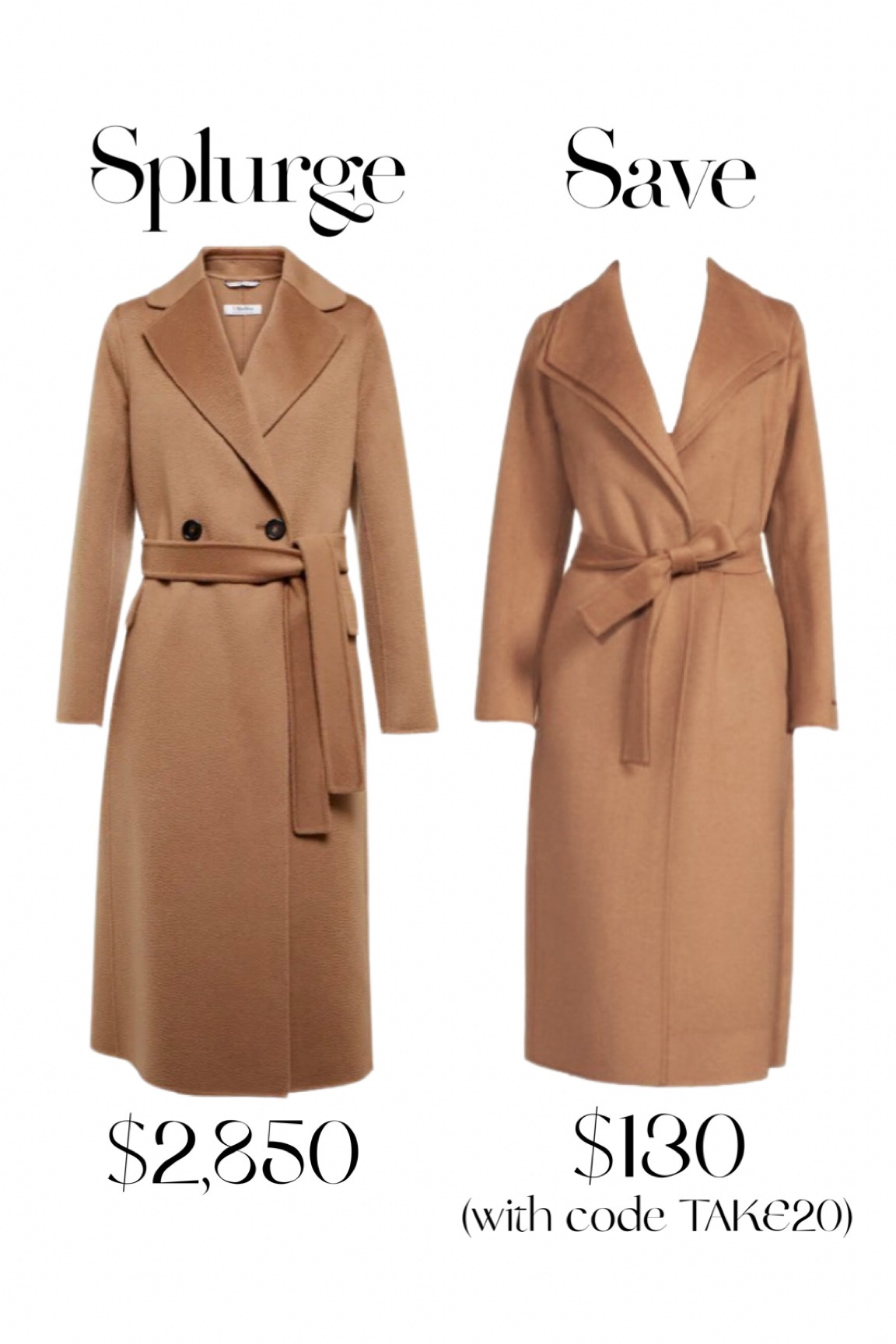 The camel coat is trending! Big time! Here’s my pick for a beautiful camel coat that looks strikingly similar to this $2,850 Max Mara one! 

#LTKSeasonal #LTKsalealert