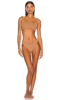 Hunza G Xandra Bikini Set in Metallic Cocoa from Revolve.com | Revolve Clothing (Global)