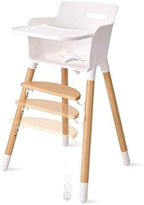 FUNNY SUPPLY Wooden Baby High Chair with Removable Tray Adjustable Footrest Legs Classic Design G... | Amazon (US)