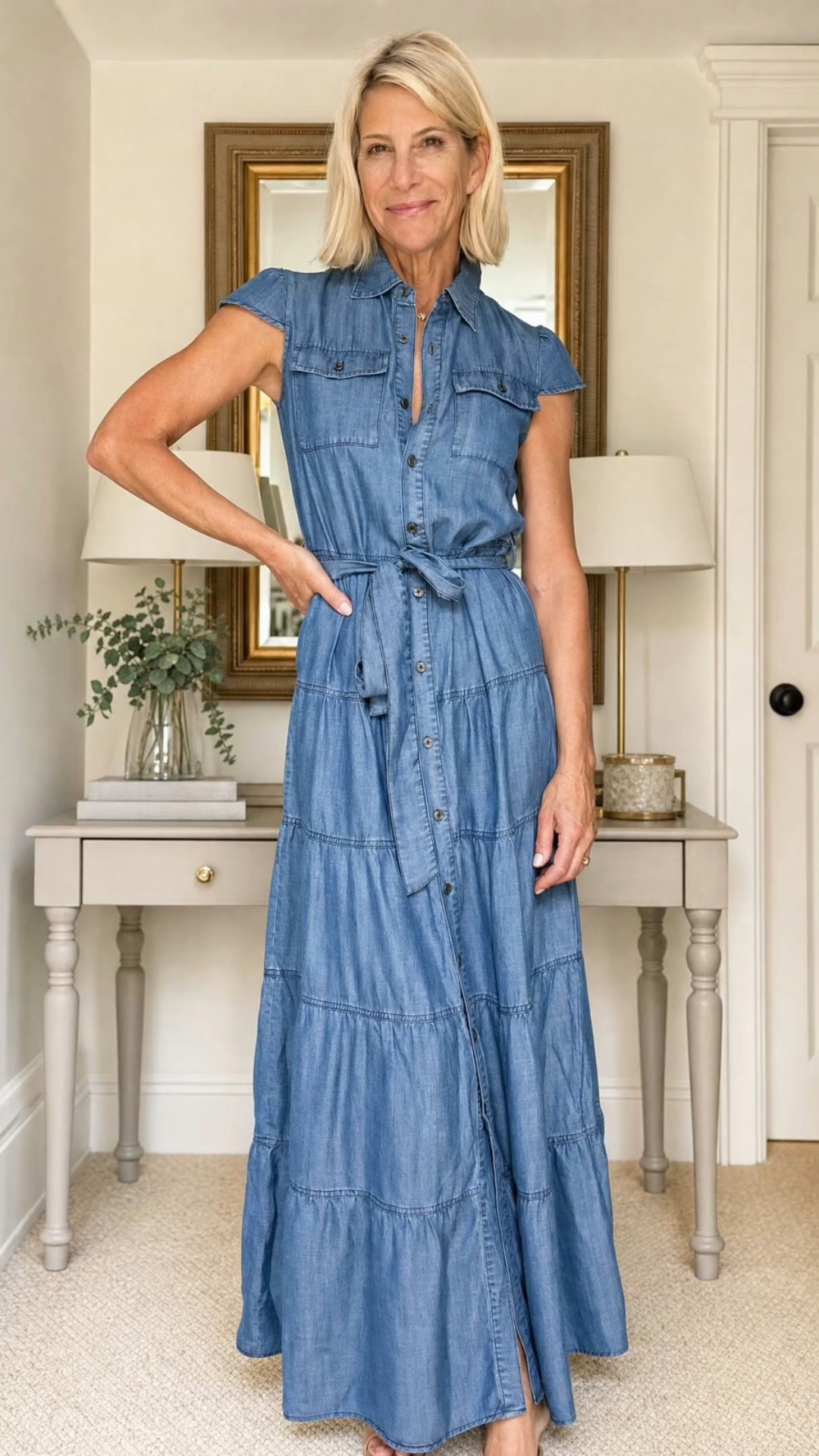 It’s incredibly flattering without feeling bulky, and the lightweight chambray fabric gives it beautiful movement. It has all the charm of a denim dress without the heaviness, making it the perfect throw-on-and-go piece for now and into fall!

👩‍💻 LTK PRO TIPS
❤️ Heart = Support my posts ;-)
🔖 Save = Get sale & restock alerts for the things you love!
📋 Lists = Keep favorites organized (List ideas: Christmas, Birthdays, and Vacations!)
📲 Share = Send lists and products to a friend (or your daughters like me).
💬 Comment = Ask me anything, and I’ll answer. ;-)

#LTKootd #LTKOver40 #LTKSeasonal