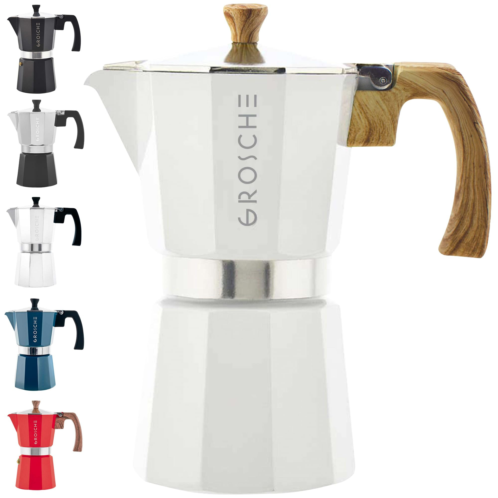 GROSCHE Milano 6 Espresso Cup, 9.3 oz Red Stovetop Espresso Maker - Italian Moka Pot | Amazon (US)