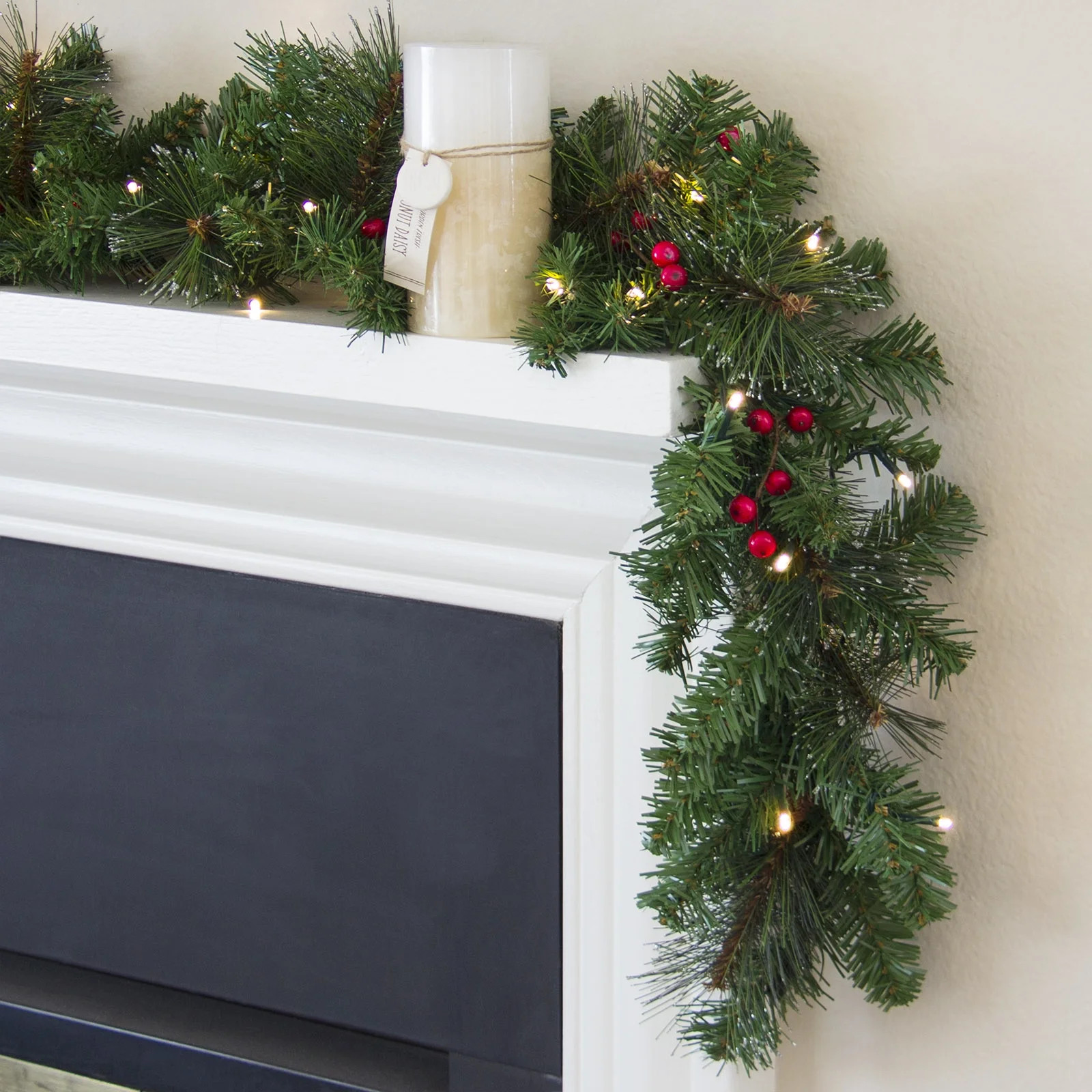 Best Choice Products 9ft Pre-Lit Christmas Garland w/ 50 LED Lights, Silver Bristles, Pine Cones,... | Walmart (US)