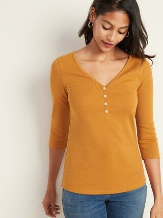 Slim-Fit Rib-Knit Henley for Women | Old Navy (US)