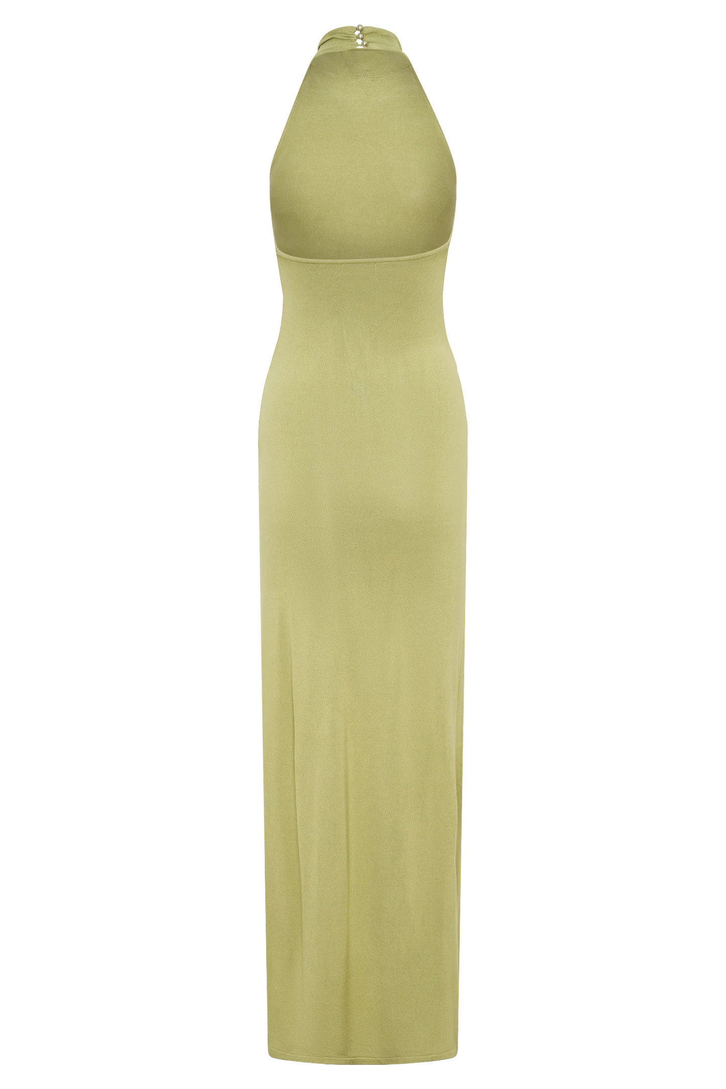 Halter Knit Maxi Dress - Light Olive | MESHKI US