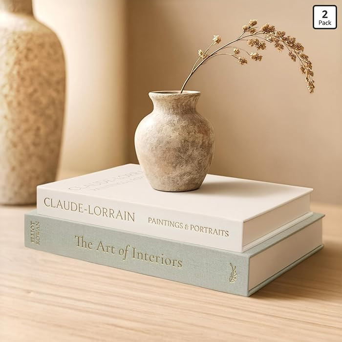Vine Creations Decorative Books - Set of 2 Linen Hardcover Boxes with Storage - Aesthetic Fake Bo... | Amazon (US)