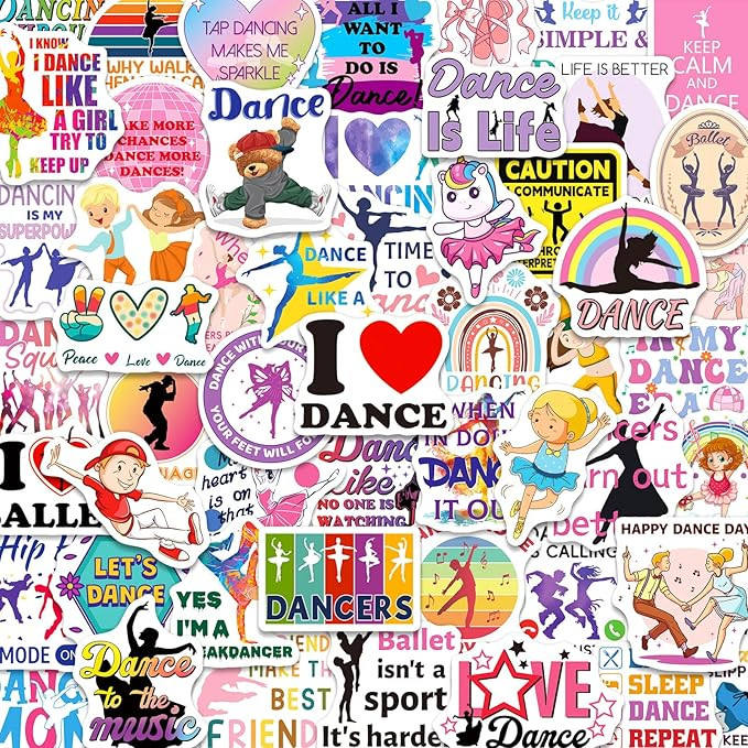 200 Pcs Dance Stickers, Waterproof Vinyl Dancer Stickers for Kids, Teens, and Girls, Cute Cartoon... | Amazon (US)