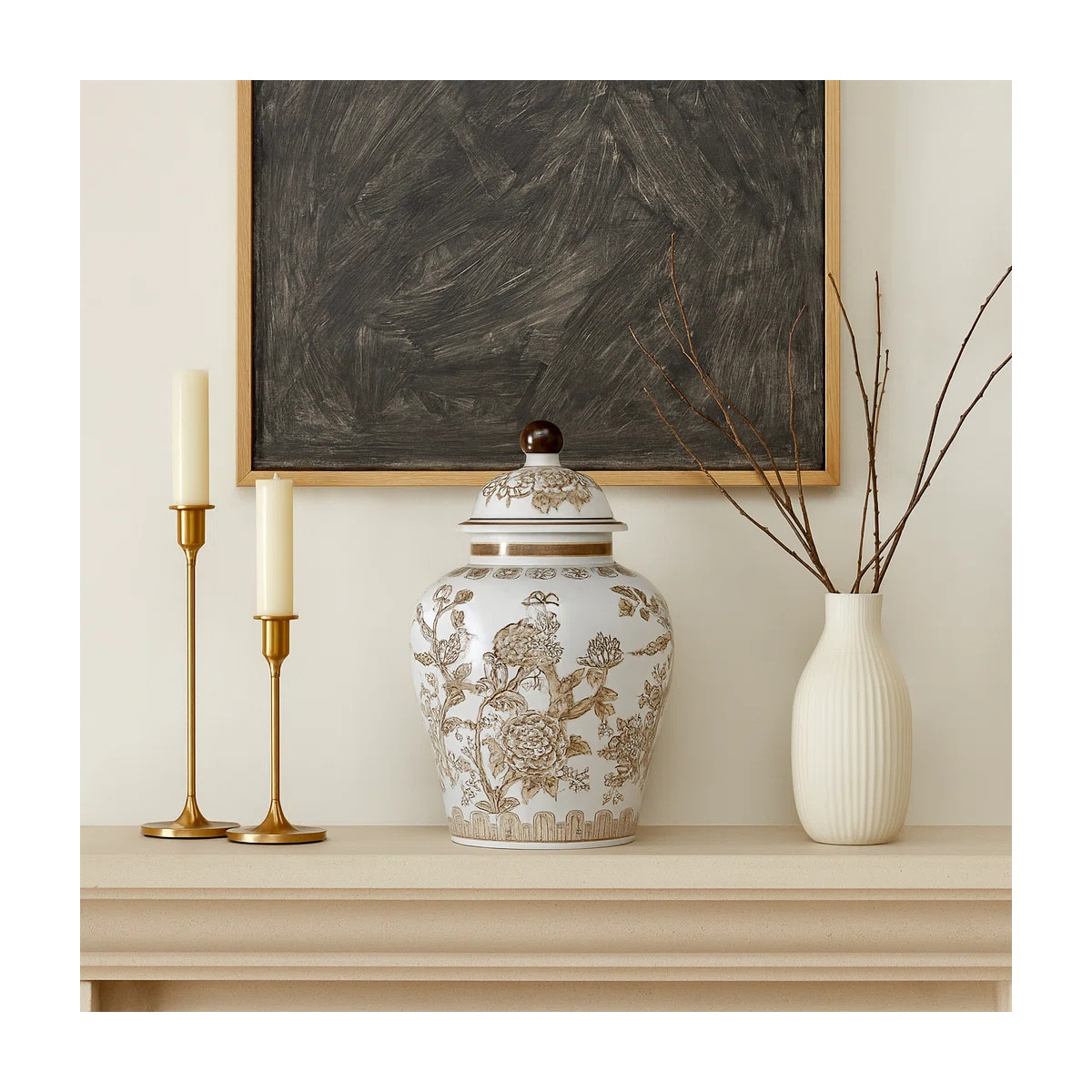 Decorative Chinoiserie Temple Jar For Home Decor - Modern Tall Table Jar For Dining Room Decor - ... | Wayfair North America