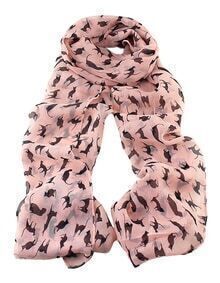 Latest Design Pink Chiffon Knitted Leopard Printed Fashionable Scarf | Romwe