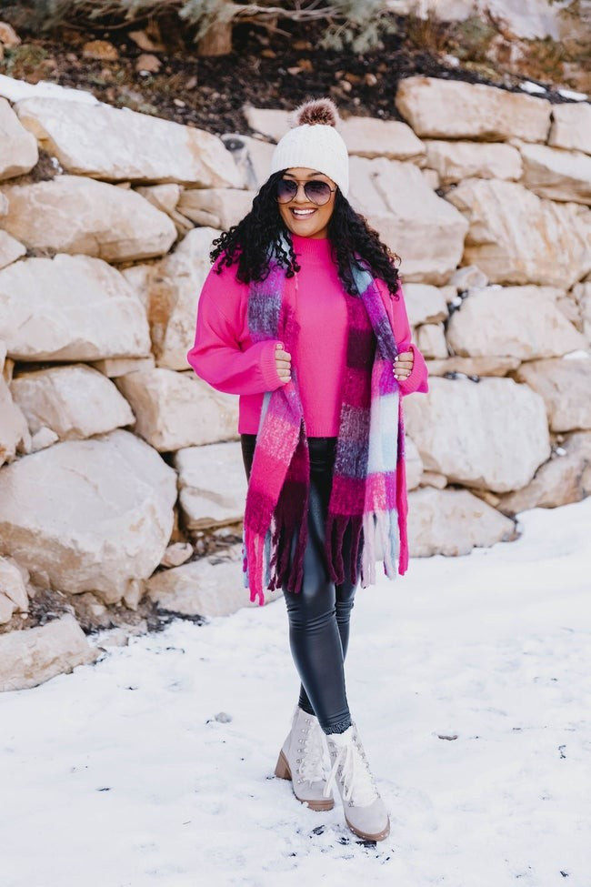 Begin The Journey Hot Pink Turtleneck Sweater | Pink Lily