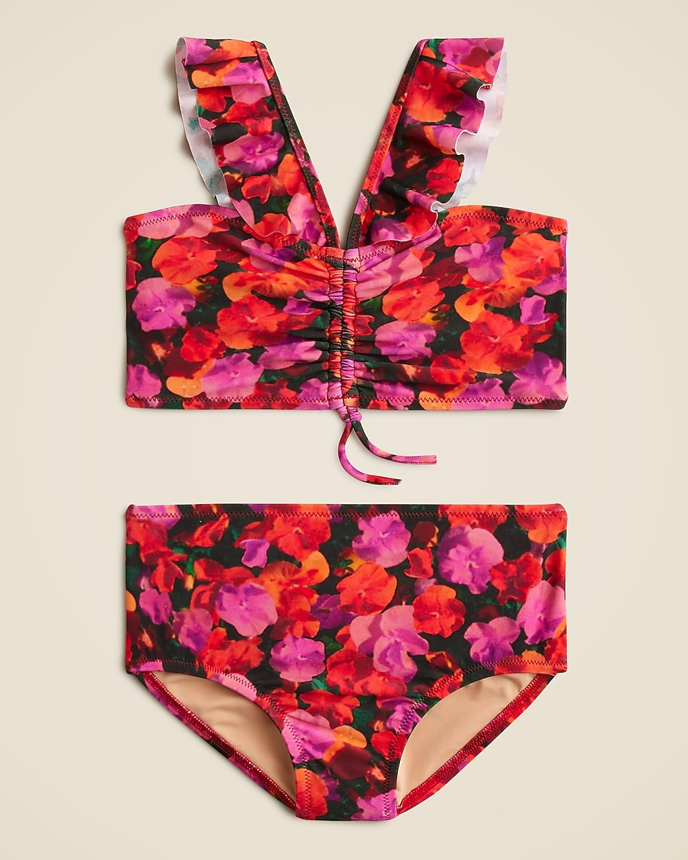 Girls' printed ruffleneck two-piece swimsuit with UPF 50+ | J. Crew US